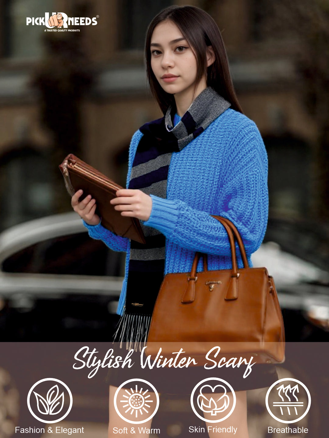 Pick Ur Needs Pure Cashmere Womens Winter Stylish Muffler Warm, Soft and Trendy Scarves for Cold W